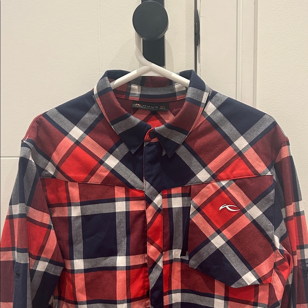 Red and Blue Plaid Button-Up Shirt